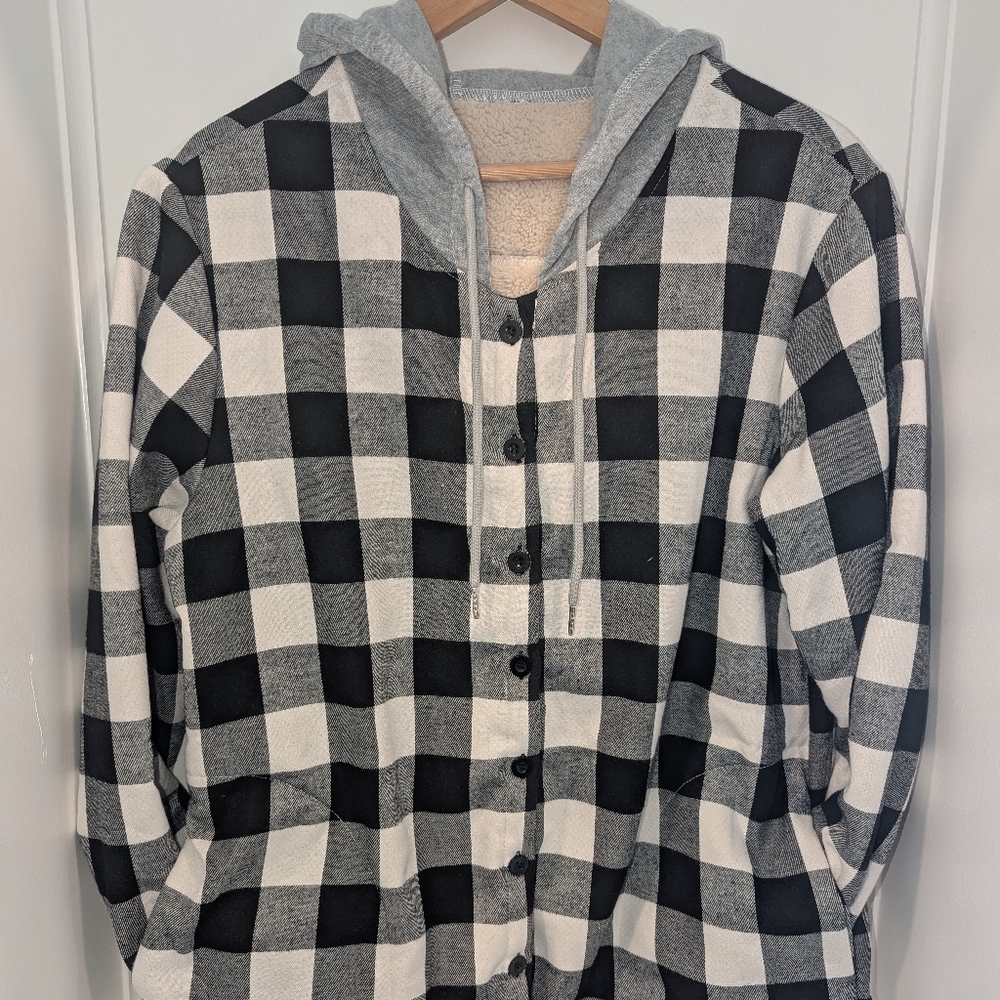 Black and White Plaid Hoodie